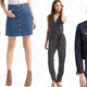 Roll Sleeve Sweatshirt Dress, $29 | 1969 Denim Mini Skirt, $24 | Soft Lapel Jumpsuit, $39 | 1969 Short Pleat Denim Jacket, $30